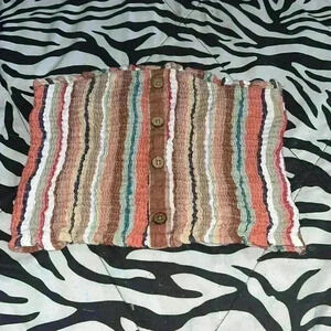 Multi Color Strapless Crop Top